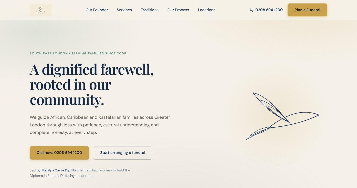 House of Serenity Funeral Services website
